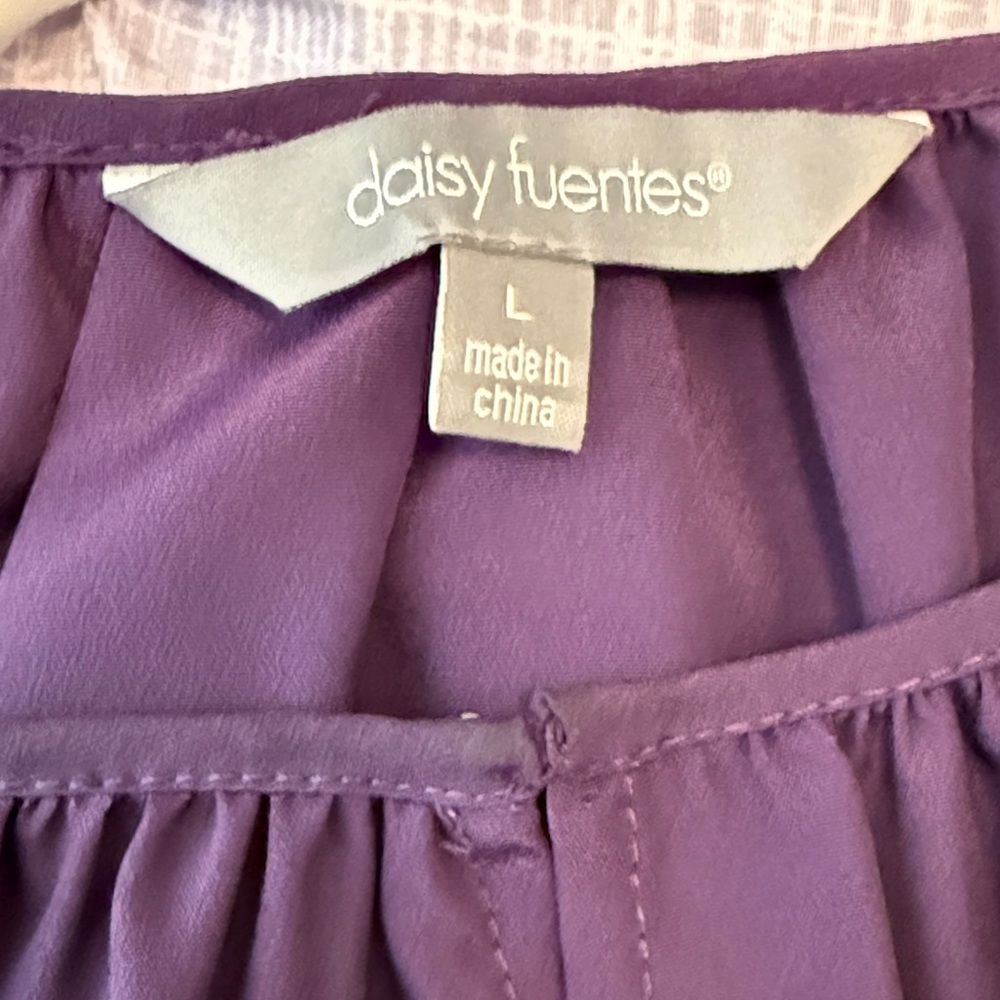 Apt. 9 Deep Purple Long-Sleeve Sheer-Sleeve Blouse - Picture 3 of 4